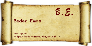 Beder Emma névjegykártya